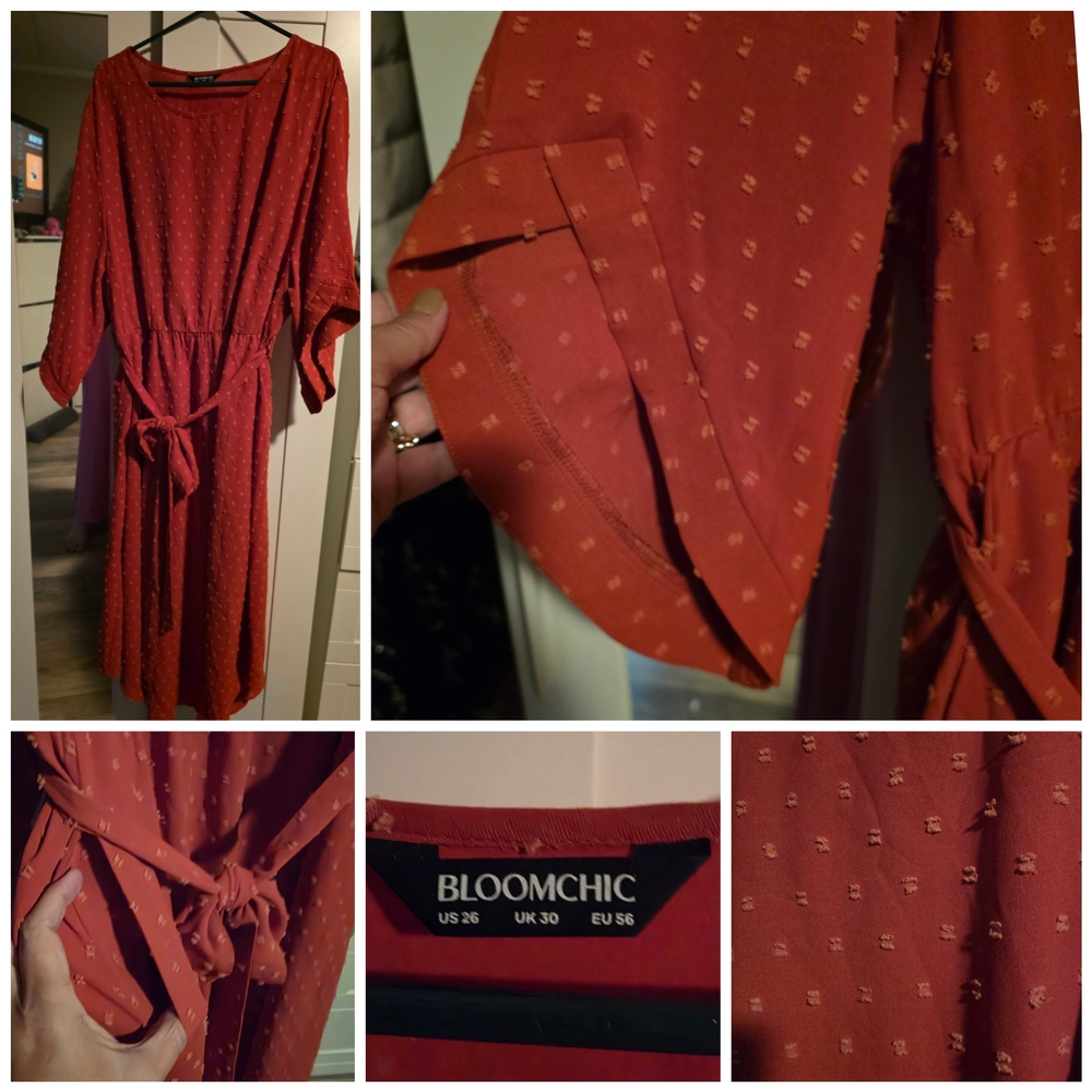 BloomChic Women's Long Sleeve Dress in Deep Orange